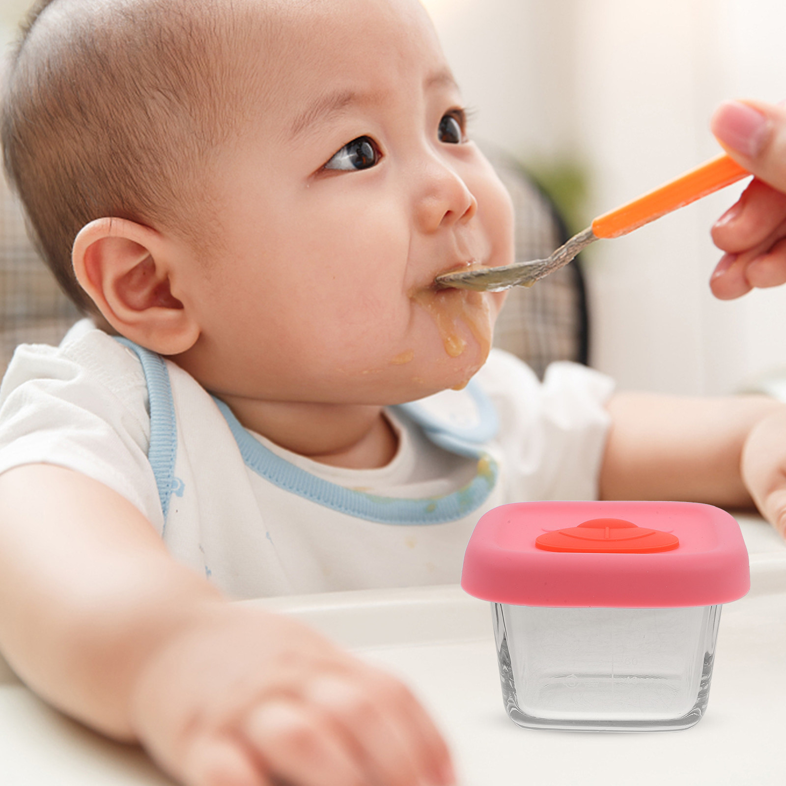 Baby Food Glass - Baby Scale Food Bowl 140Ml Lid