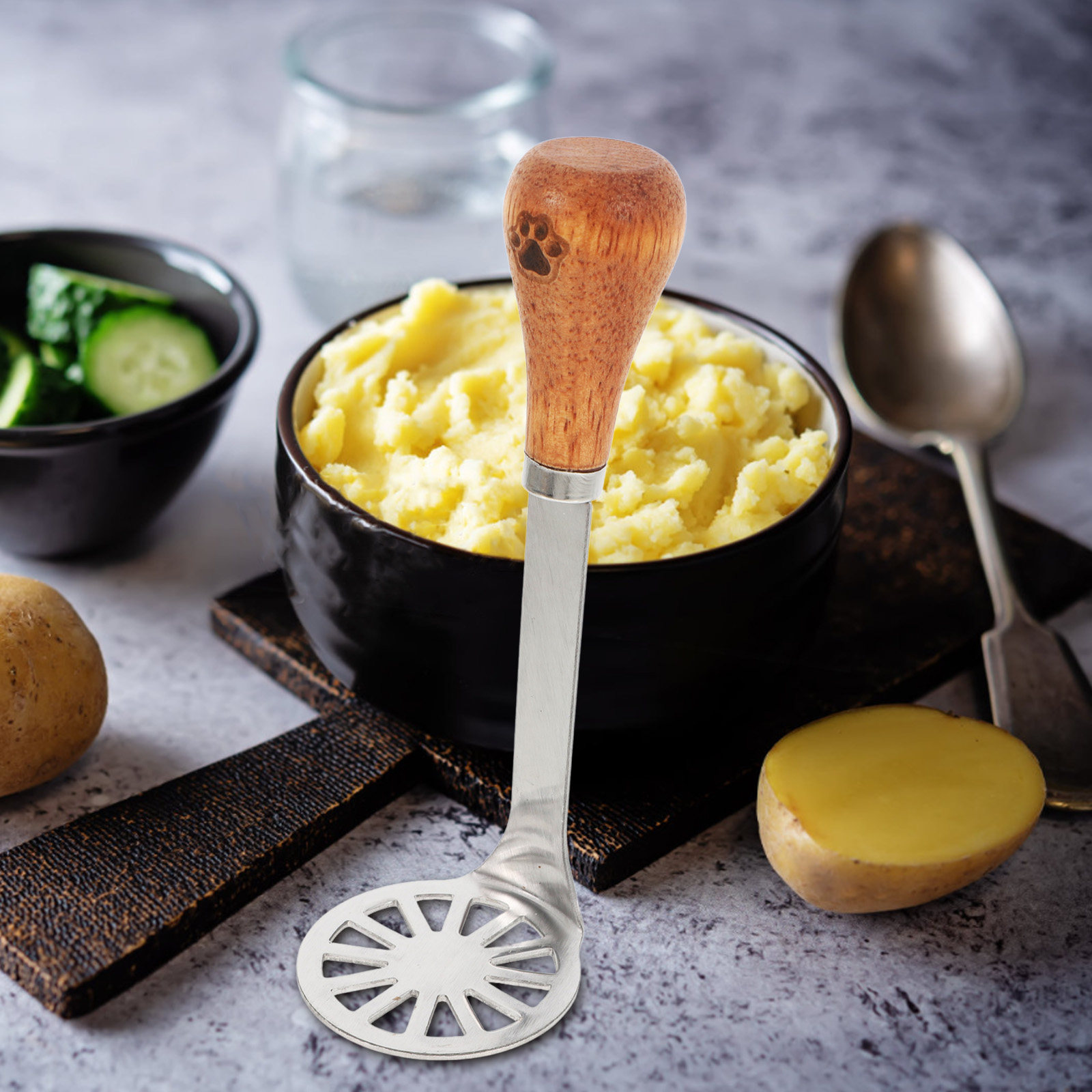 Baby Food With Avocado - Potato Masher Stainless Steel Wood Handle