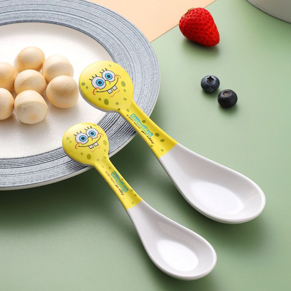 Baby Food With Fiber - Cute Cartoon SpongeBob Bamboo Fiber Smooth