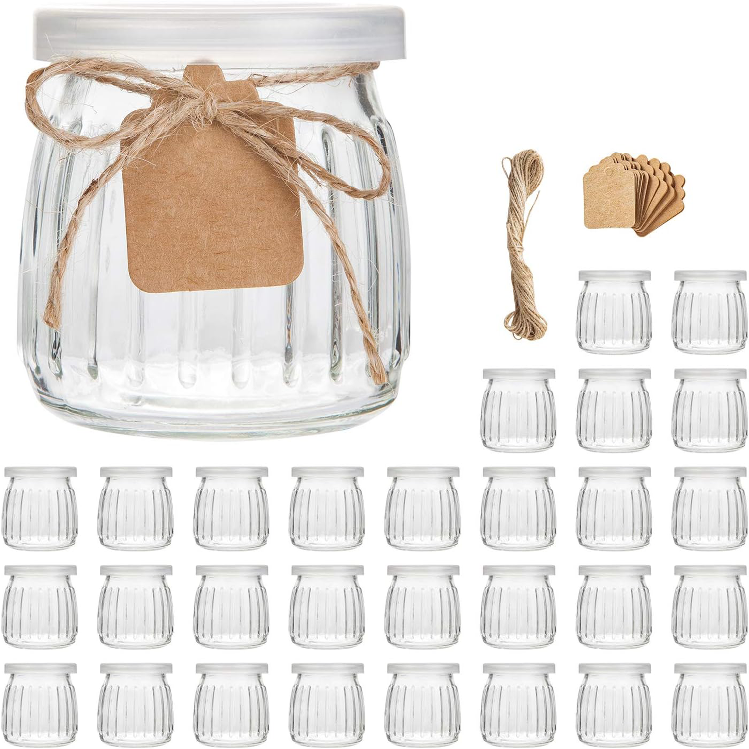 Baby Food Glass - 4 oz Clear Yogurt Jars With