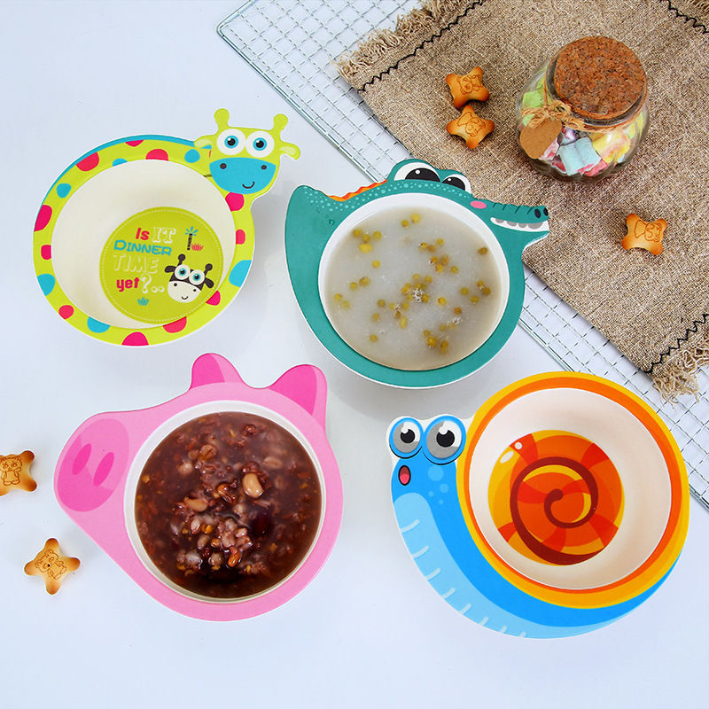 Baby Food With Fiber - Cartoon Bamboo Fiber Cute Bowl for
