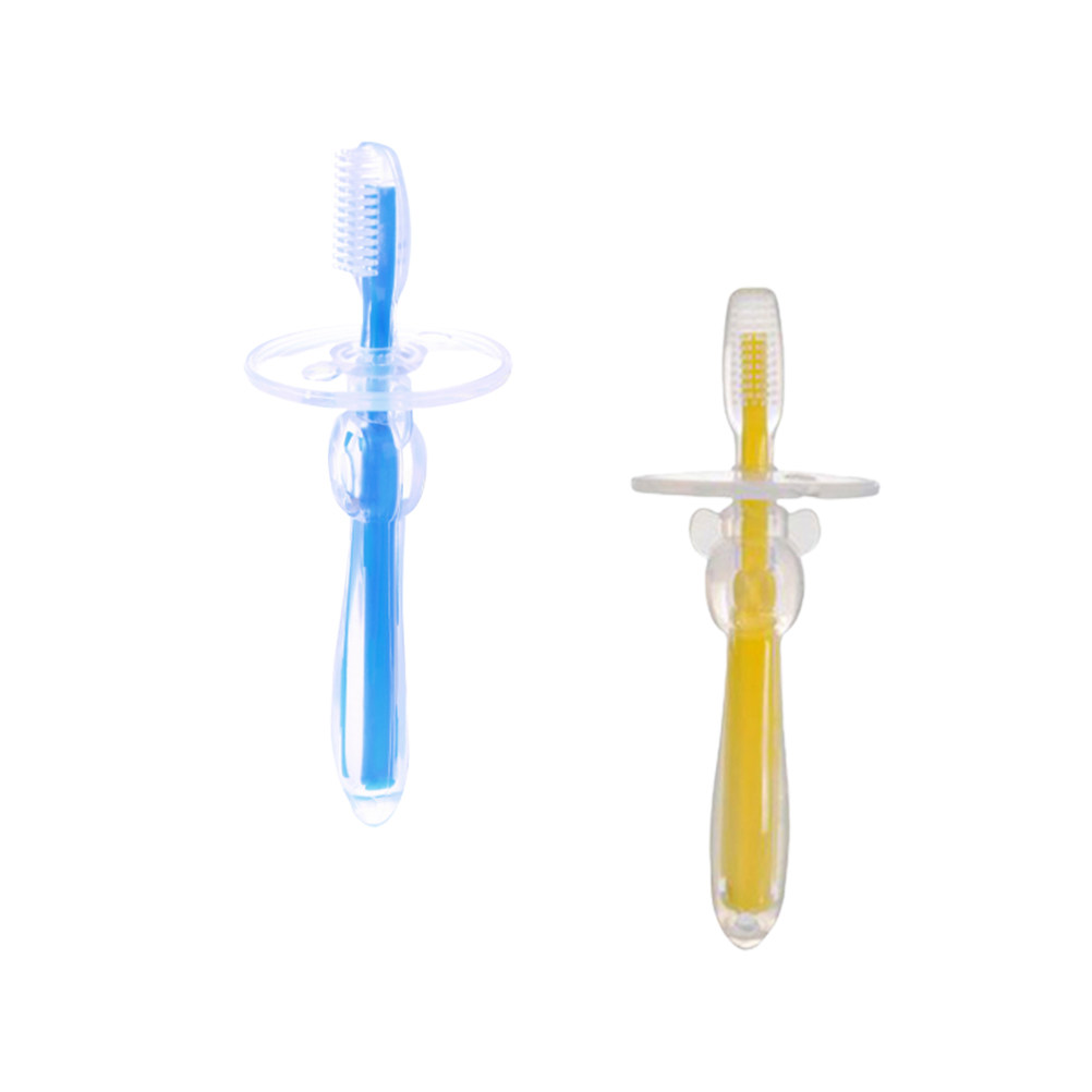 Baby Food Yellow - 2Pcs Silicone Baby Toothbrush Training Toothbrush