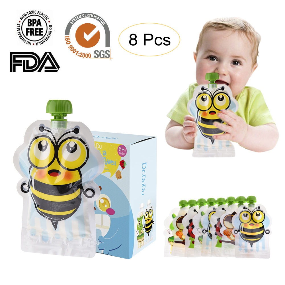 Baby Food Reusable Pouches - 8pcs 150ml Baby Food Storage Pouch