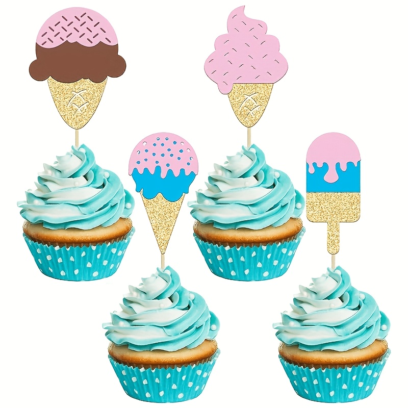 Baby Food For 1 Year Old - 12Pc Glitter Ice Cream Cupcake Toppers