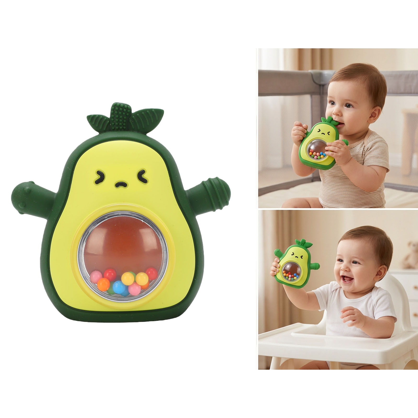 Baby Teether Rattle Silicone w - Baby Food With Avocado บทวิจารณ์และราคา