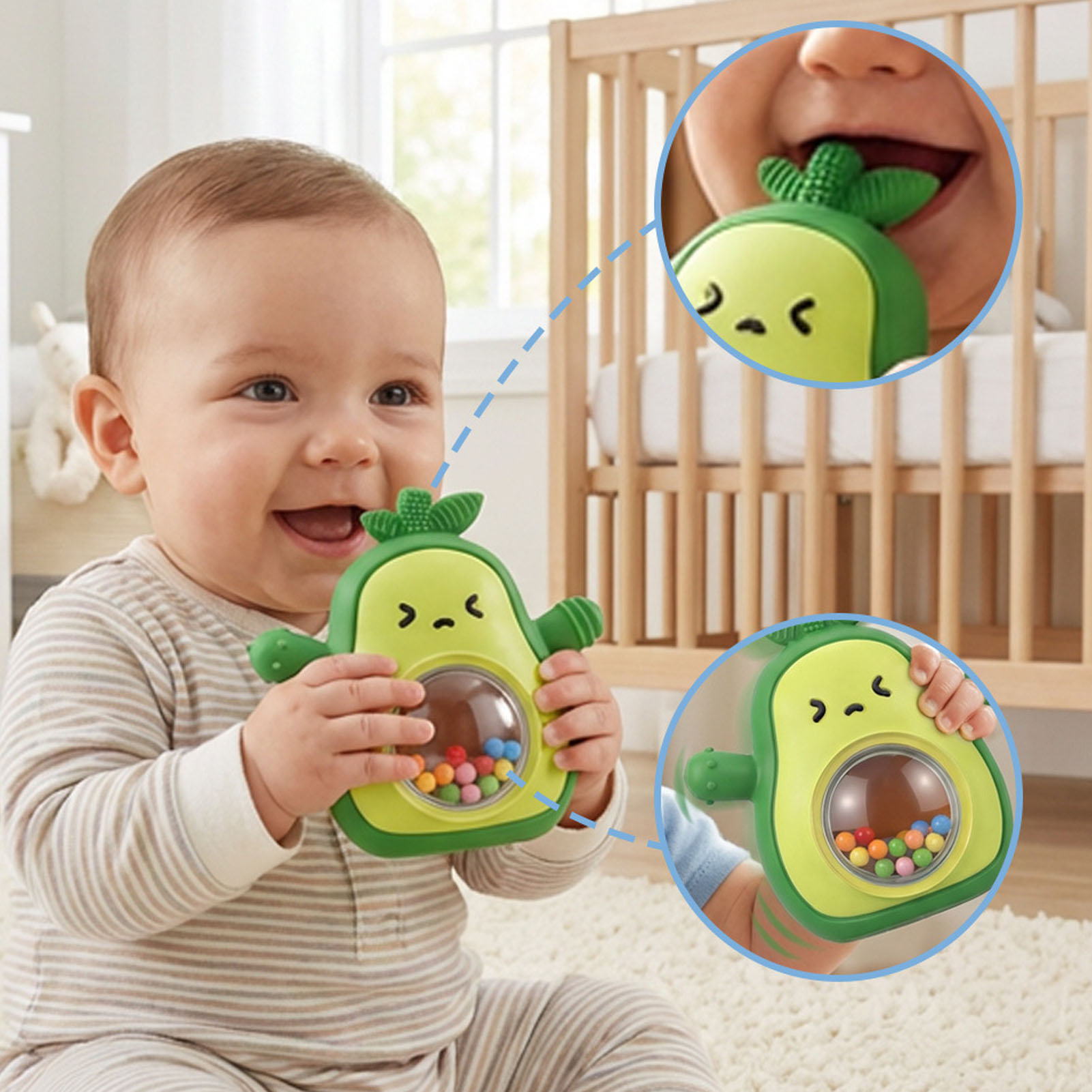 Baby Teether Rattle Silicone w - Baby Food With Avocado บทวิจารณ์และราคา