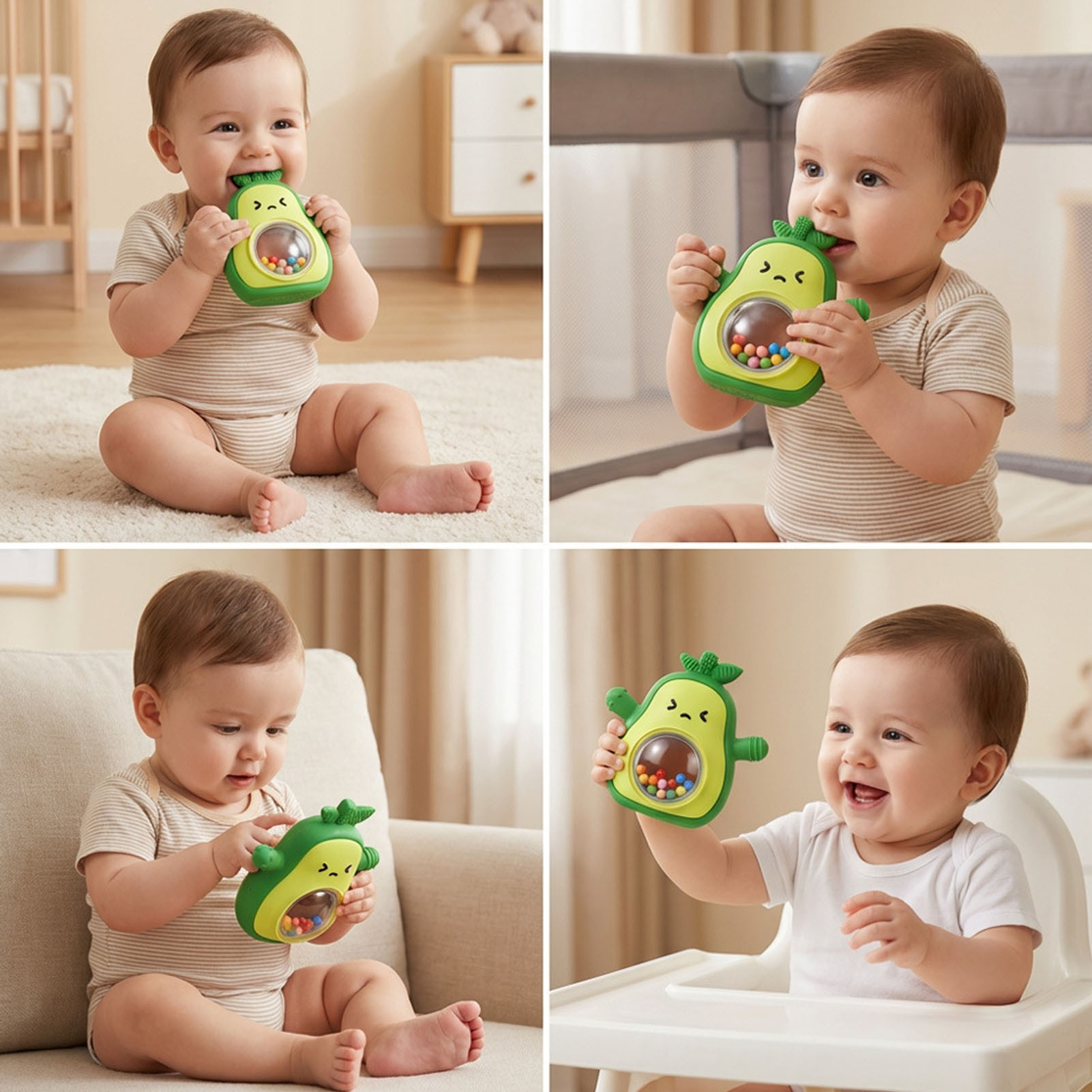 Baby Teether Rattle Silicone w - Baby Food With Avocado บทวิจารณ์และราคา