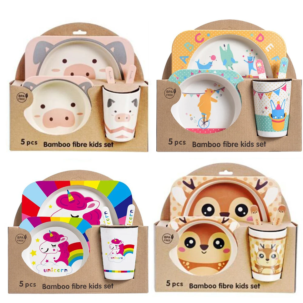 5pcs/set Baby Dishes Set Eco-f - Baby Food With Fiber บทวิจารณ์และราคา