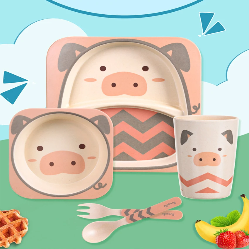 5pcs/set Baby Dishes Set Eco-f - Baby Food With Fiber บทวิจารณ์และราคา