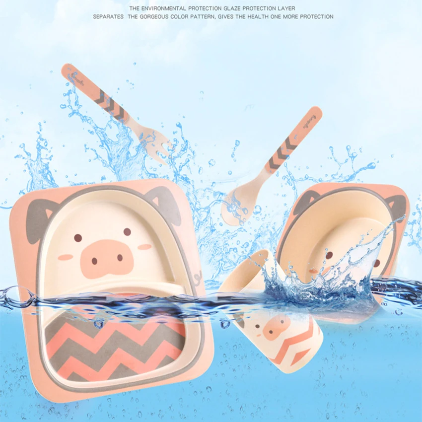 5pcs/set Baby Dishes Set Eco-f - Baby Food With Fiber บทวิจารณ์และราคา