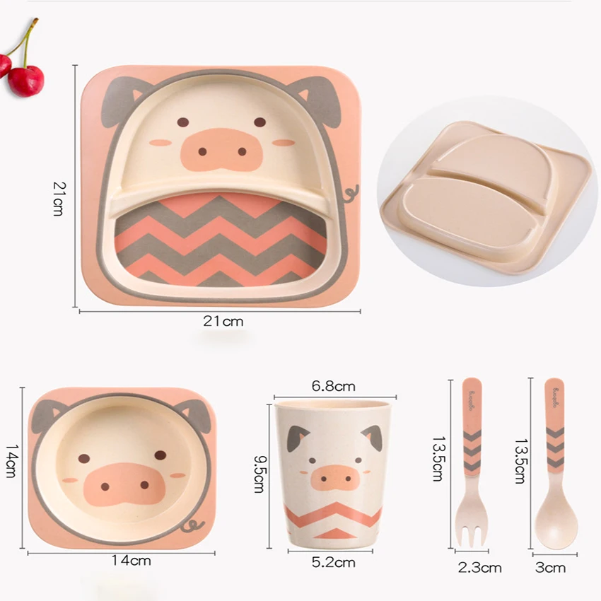 5pcs/set Baby Dishes Set Eco-f - Baby Food With Fiber บทวิจารณ์และราคา