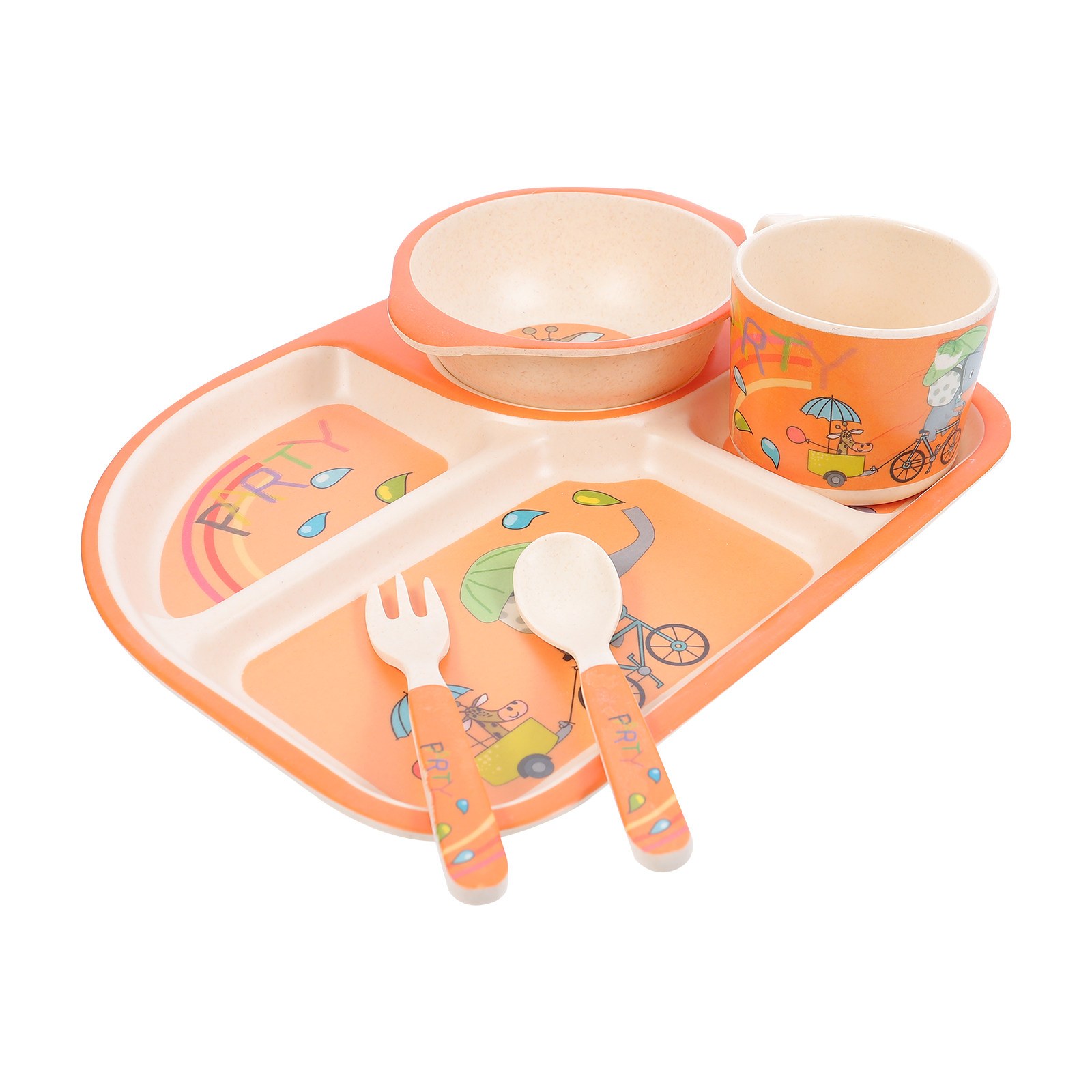Bamboo Fiber Kids Tableware Se - Baby Food With Fiber บทวิจารณ์และราคา