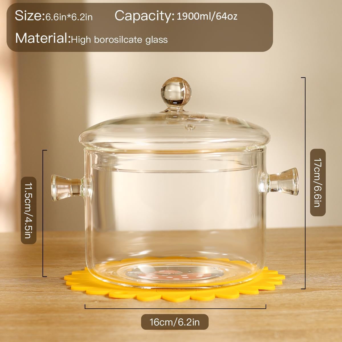 Glass Cooking Pots, 2L/67OZ Bo - Baby Food Glass บทวิจารณ์และราคา